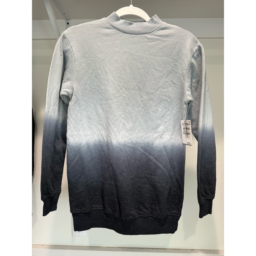 NWT BP Nordstrom Dip Dye‎ Crew Neck Sweatshirt Black/Grey/Blue Size XXS